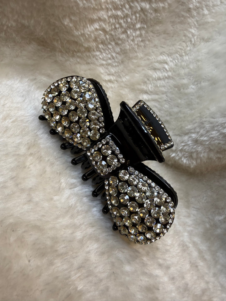 Crystal bow hair clip