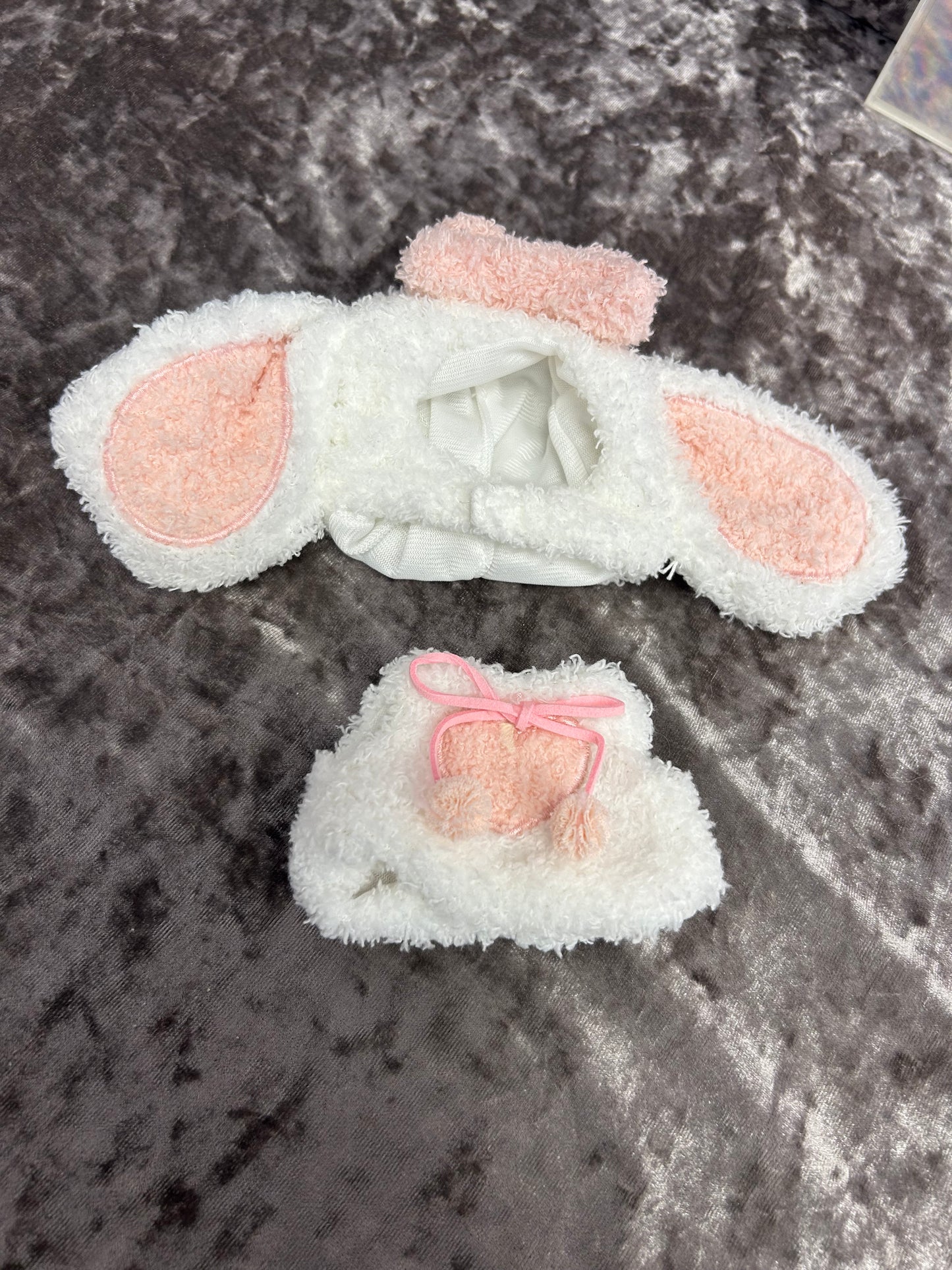 Pink and white bunny outfit. NOT TOY