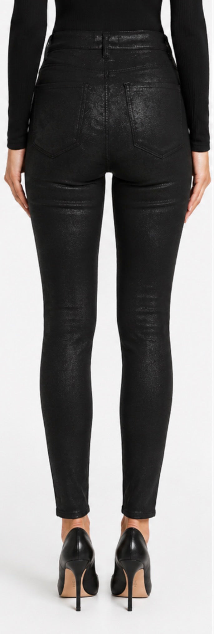 Shimmer Wax Finish Skinny Jeans