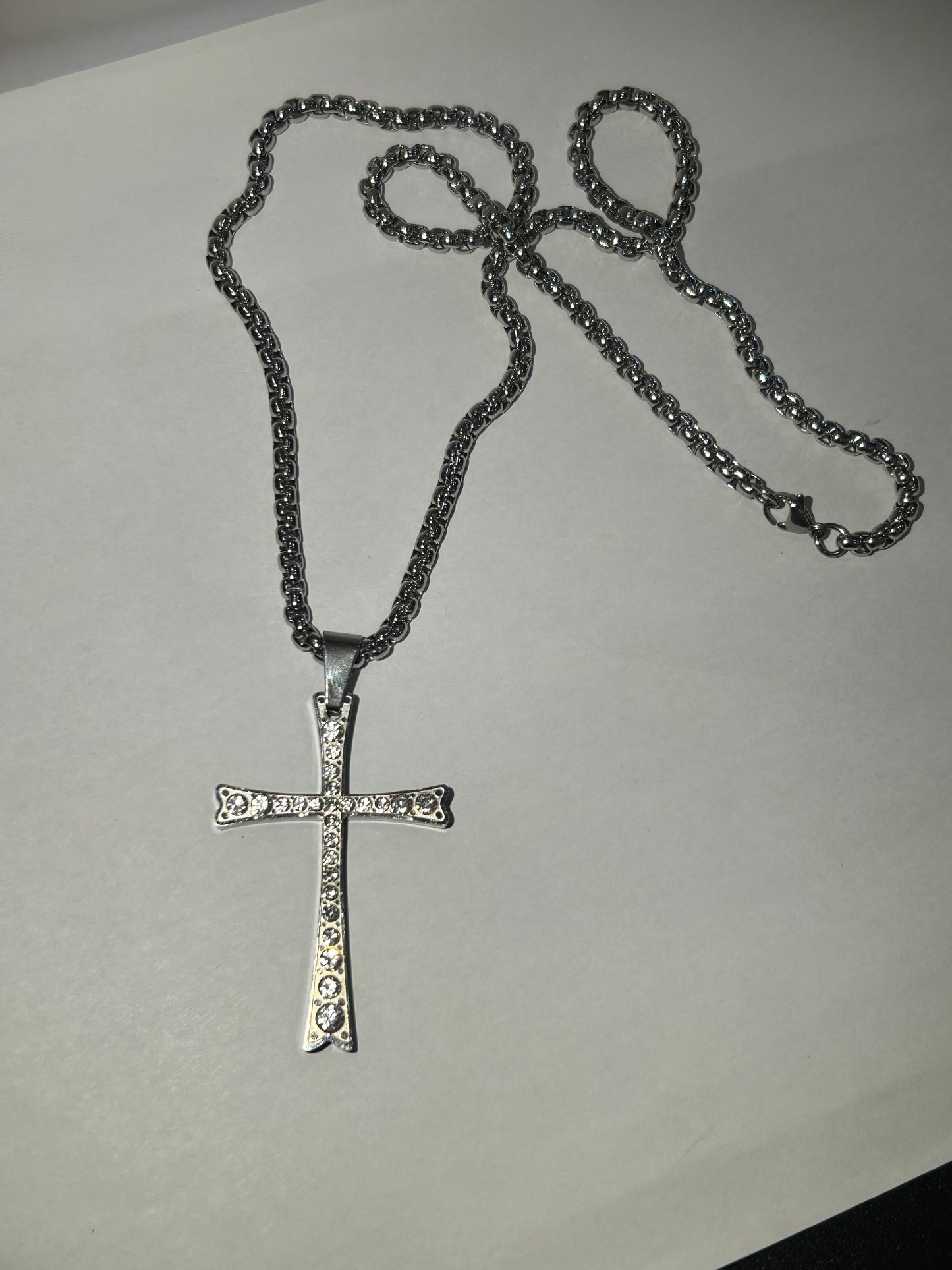 Large Crystal detailed cross shaped pendant