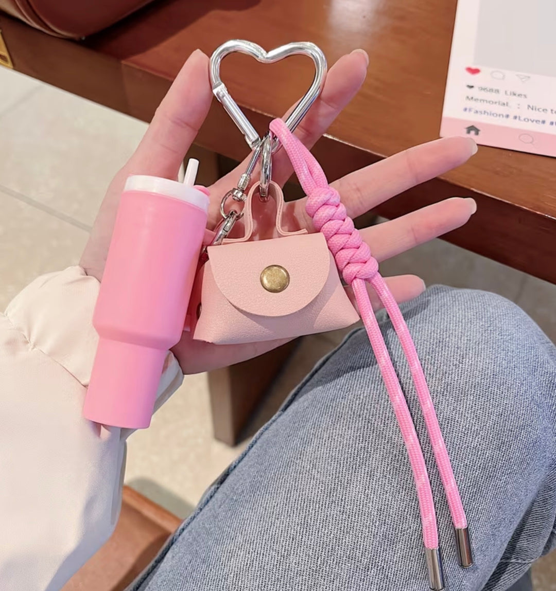 Mini Cup &amp; Clog Charm Keychain with Carabiner Clip – Cute Bag Accessory