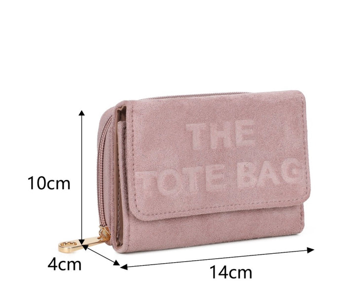Faux Suede Mini Tote Bag Purse with Logo Detail
