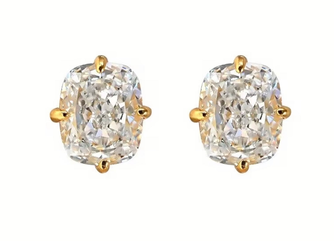Simple Inlay Synthetic Zirconia Geometric Stud Earrings