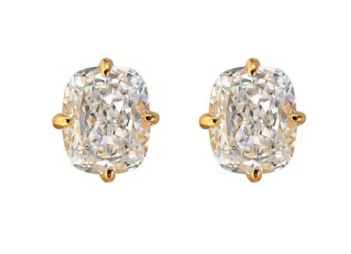 Simple Inlay Synthetic Zirconia Geometric Stud Earrings