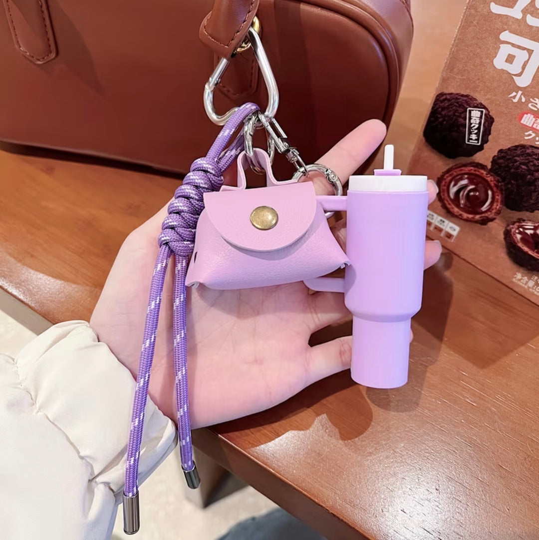 Mini Cup &amp; Clog Charm Keychain with Carabiner Clip – Cute Bag Accessory