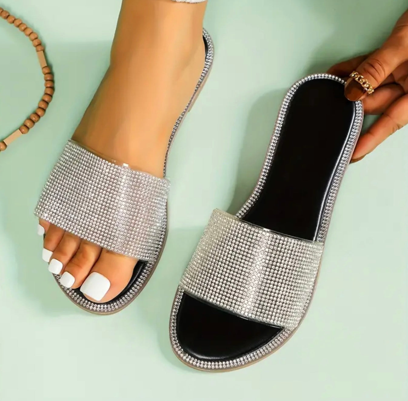 Crystal embellished sliders