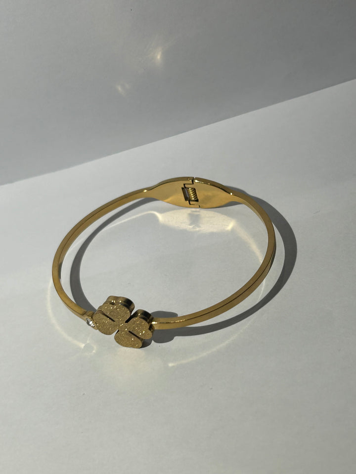 Gold clover bangle bracelet