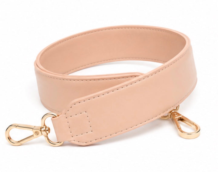 Nude / beige handbag strap with gold hardware 