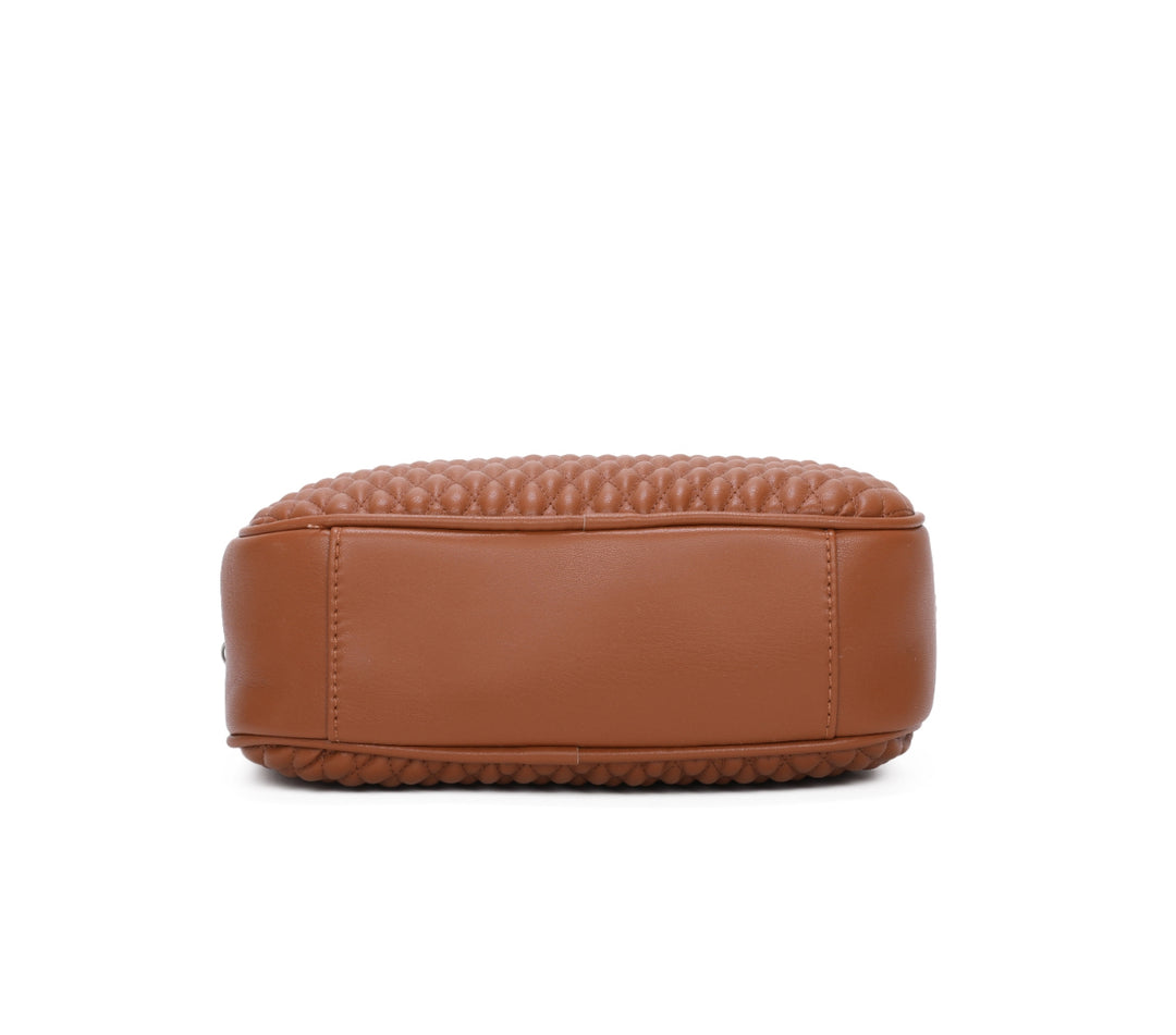 Brown quilted crossbody bag 