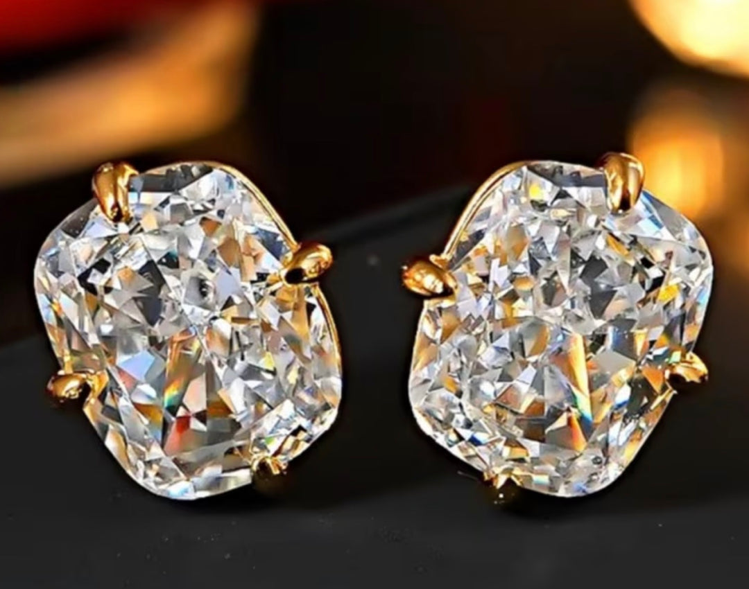 Simple Inlay Synthetic Zirconia Geometric Stud Earrings