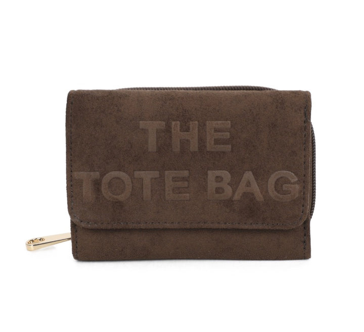 Faux Suede Mini Tote Bag Purse with Logo Detail