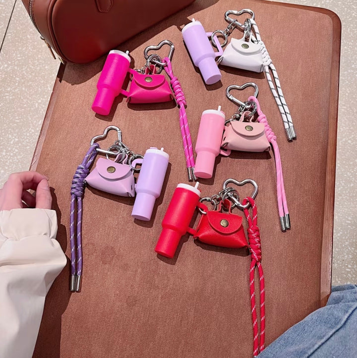 Mini Cup &amp; Clog Charm Keychain with Carabiner Clip – Cute Bag Accessory