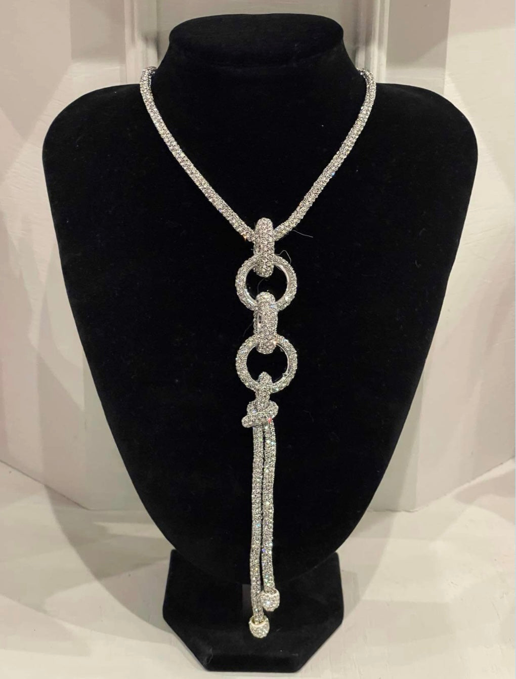 belcher crystal long necklace 
