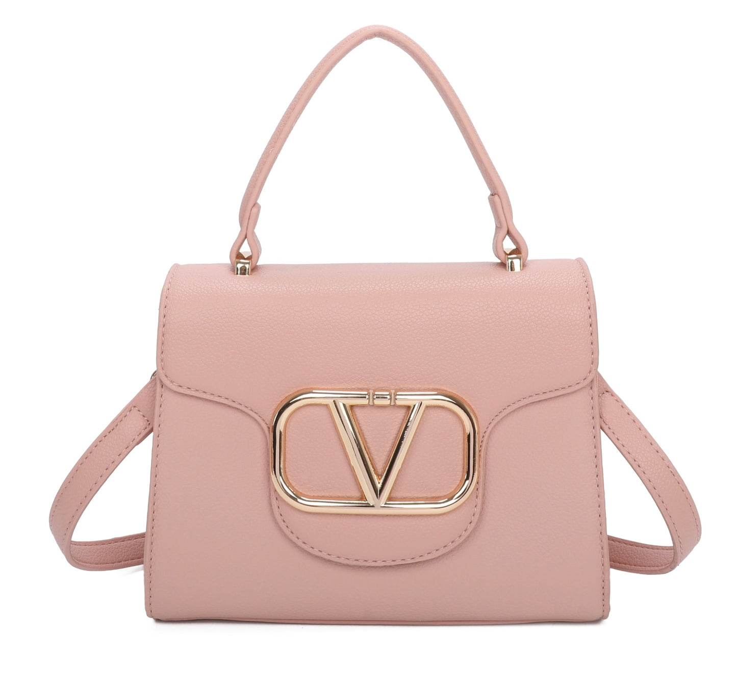 Mini gold detailed v handbag