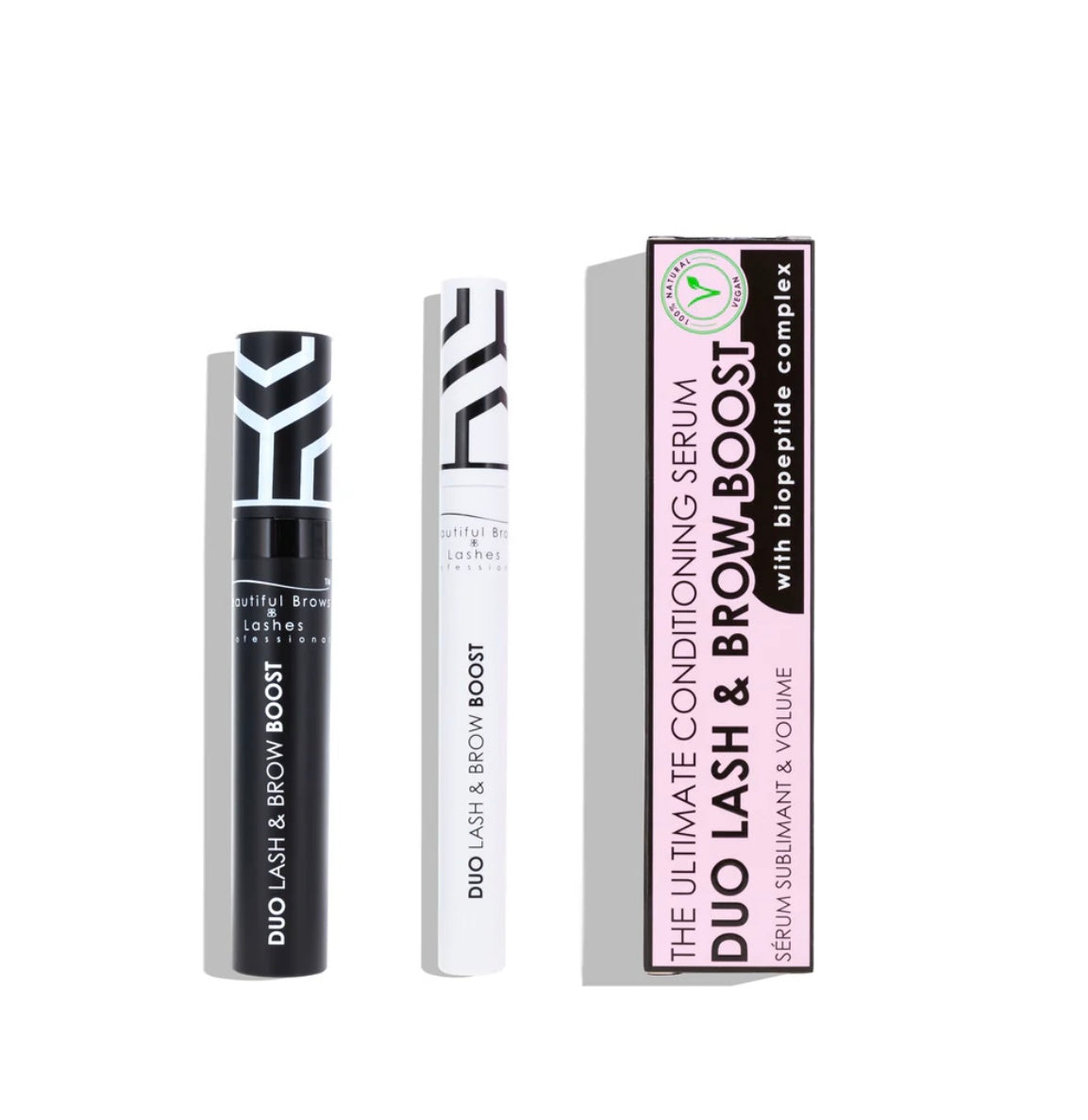 Duo Lash & Brow Boost serum with packaging