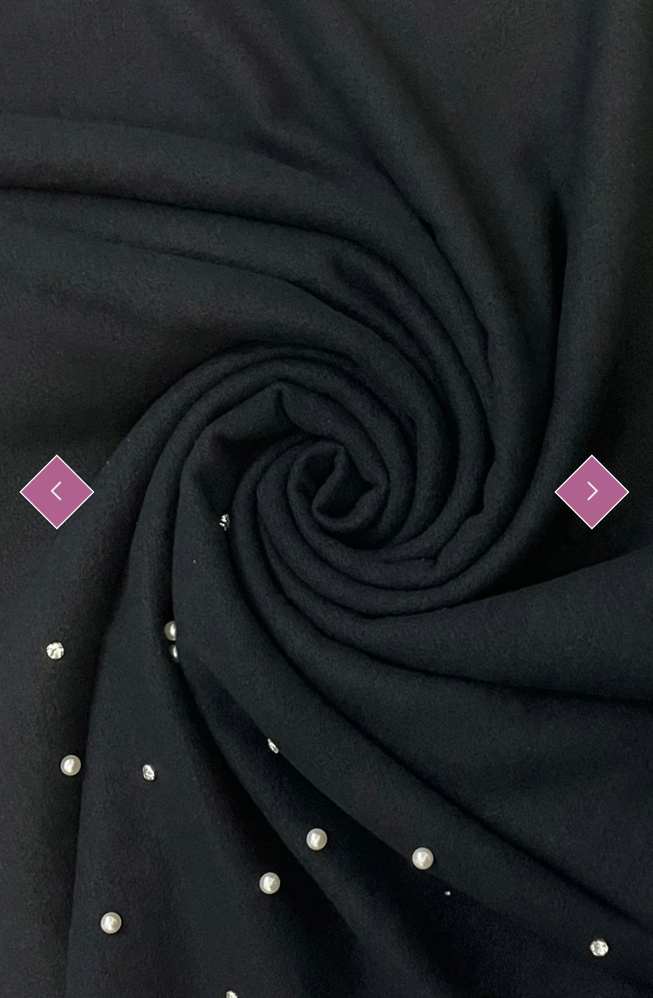 Pearl and Diamante Plain Wool Frayed Scarf