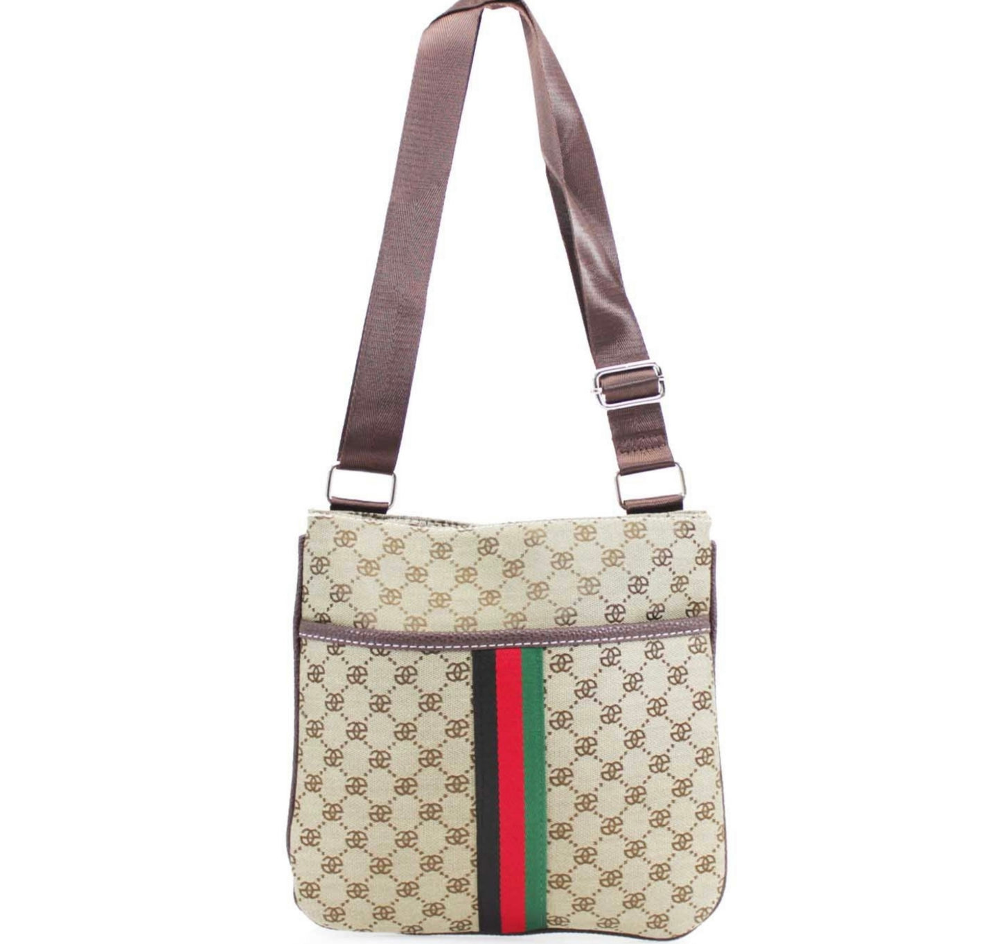 Stripe patterned unisex crossbody bag