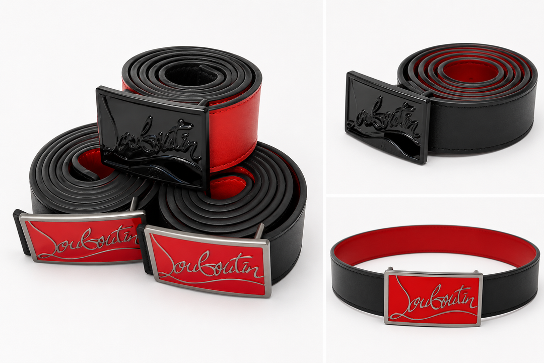 Black and red detailed belts