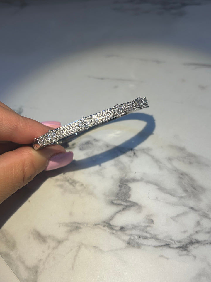 Silver crystal embellished bangle bracelet 