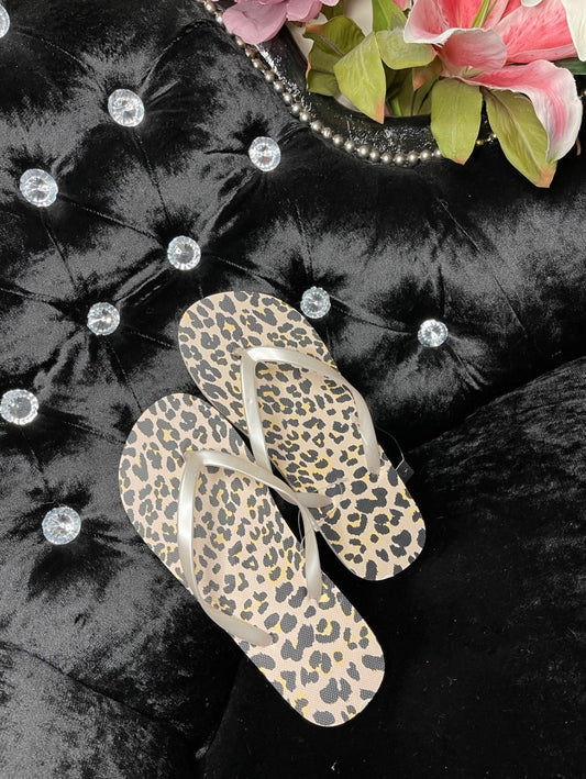 Leopard Print toe post flip flops