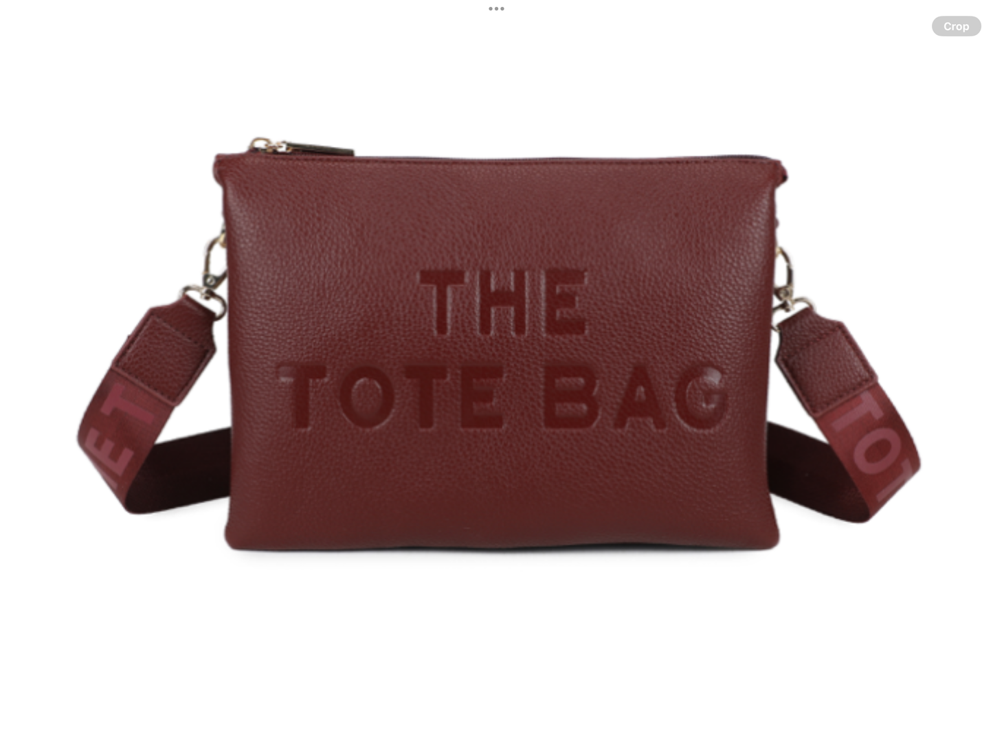 Tote crossbody bag with text strap