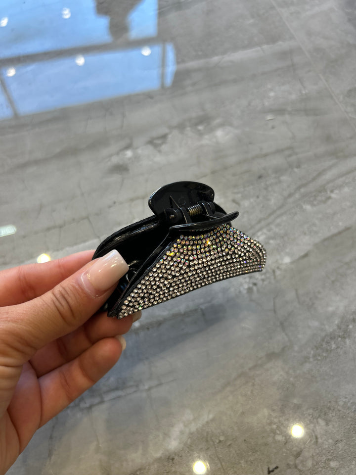 Black hair clip with rhinestones 