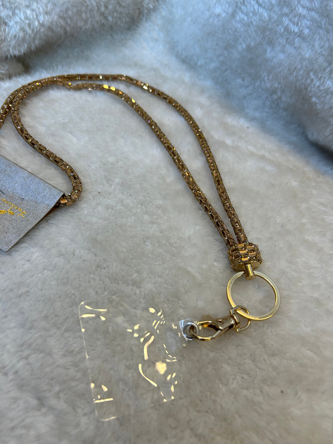 Gold crystal style necklace lanyard 