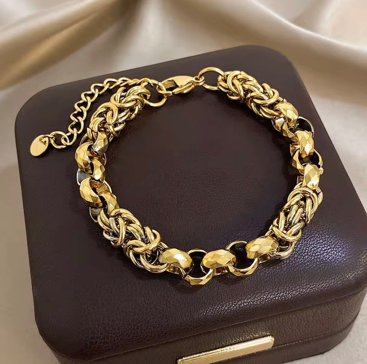 Stainless Steel Chunky Punk Twist Knotted Chain Bracelet