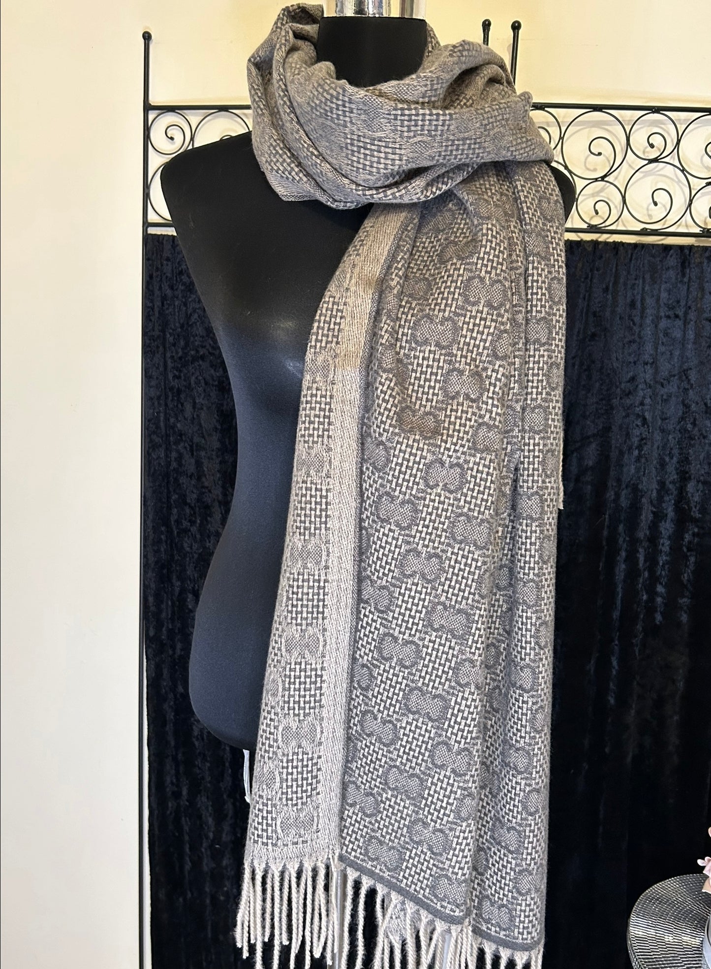 Grey letter scarf