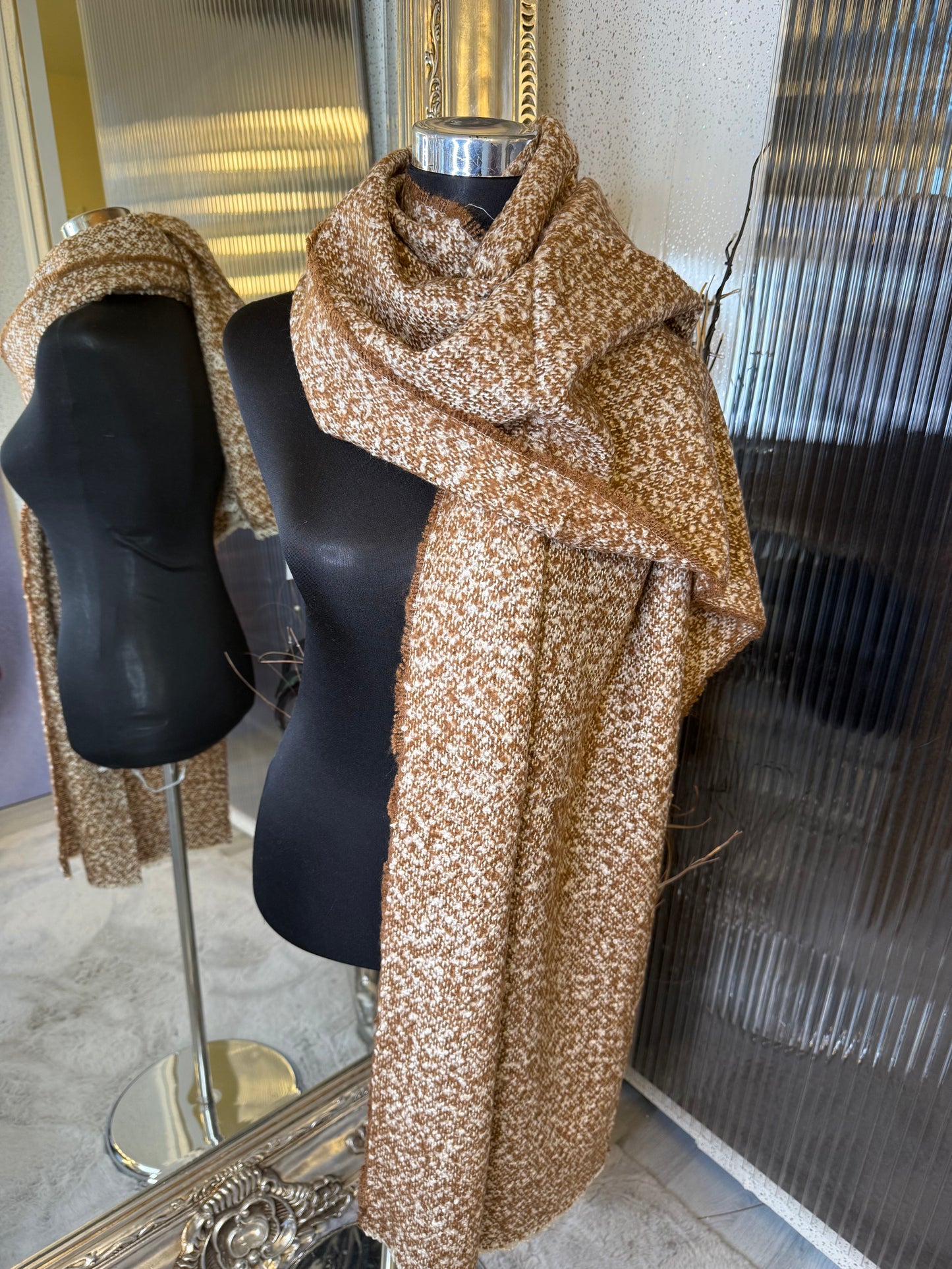Beige bobble scarf