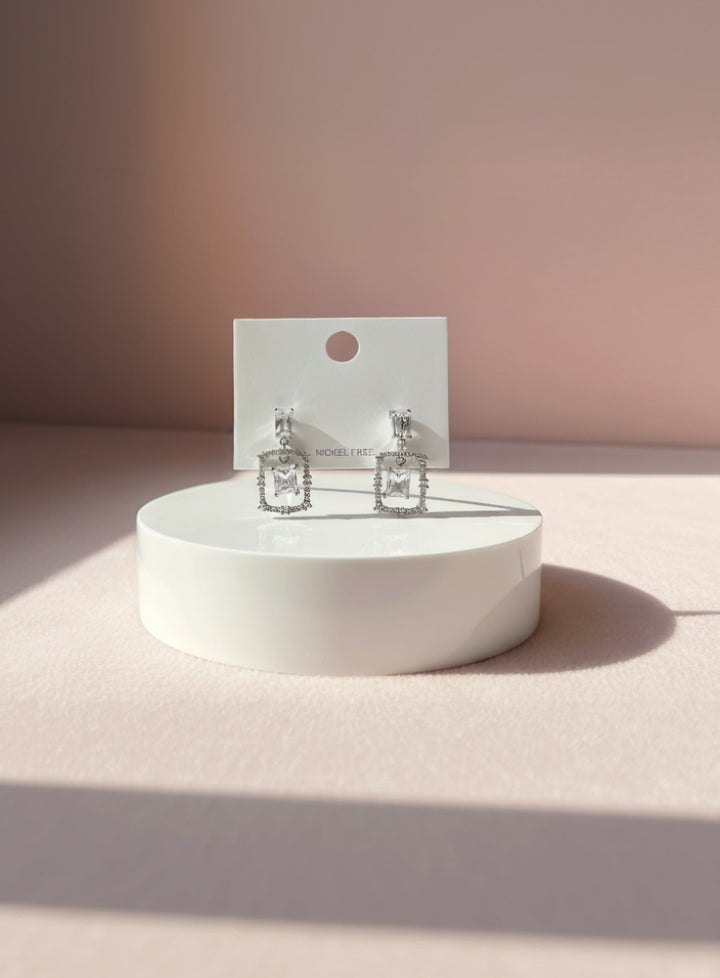 Square Layered Crystal Stud Earrings