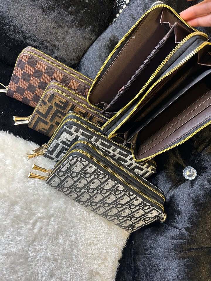 Double zip print purse