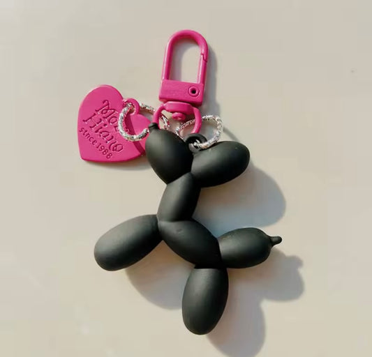 Balloon dog keyring charm with heart tag