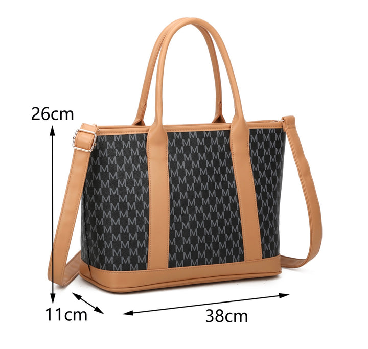 Large tote bag showing size dimensions and structured shape