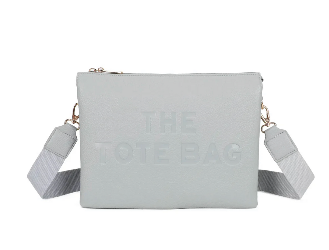 Tote Crossbody Bag With Text Strap