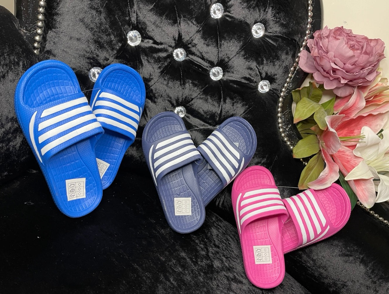 Little girls and boys stripe sliders