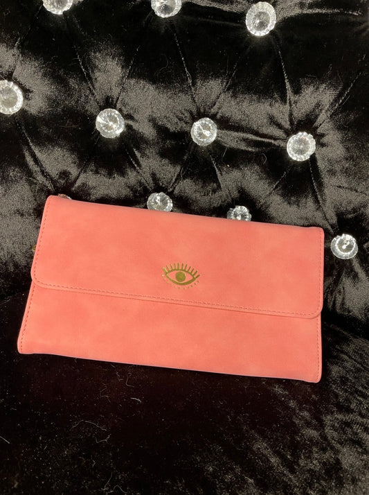 Salmon pink travel wallet