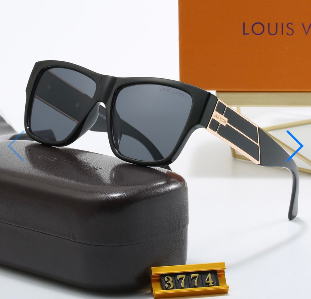 Black sunglasses with gold detailing 