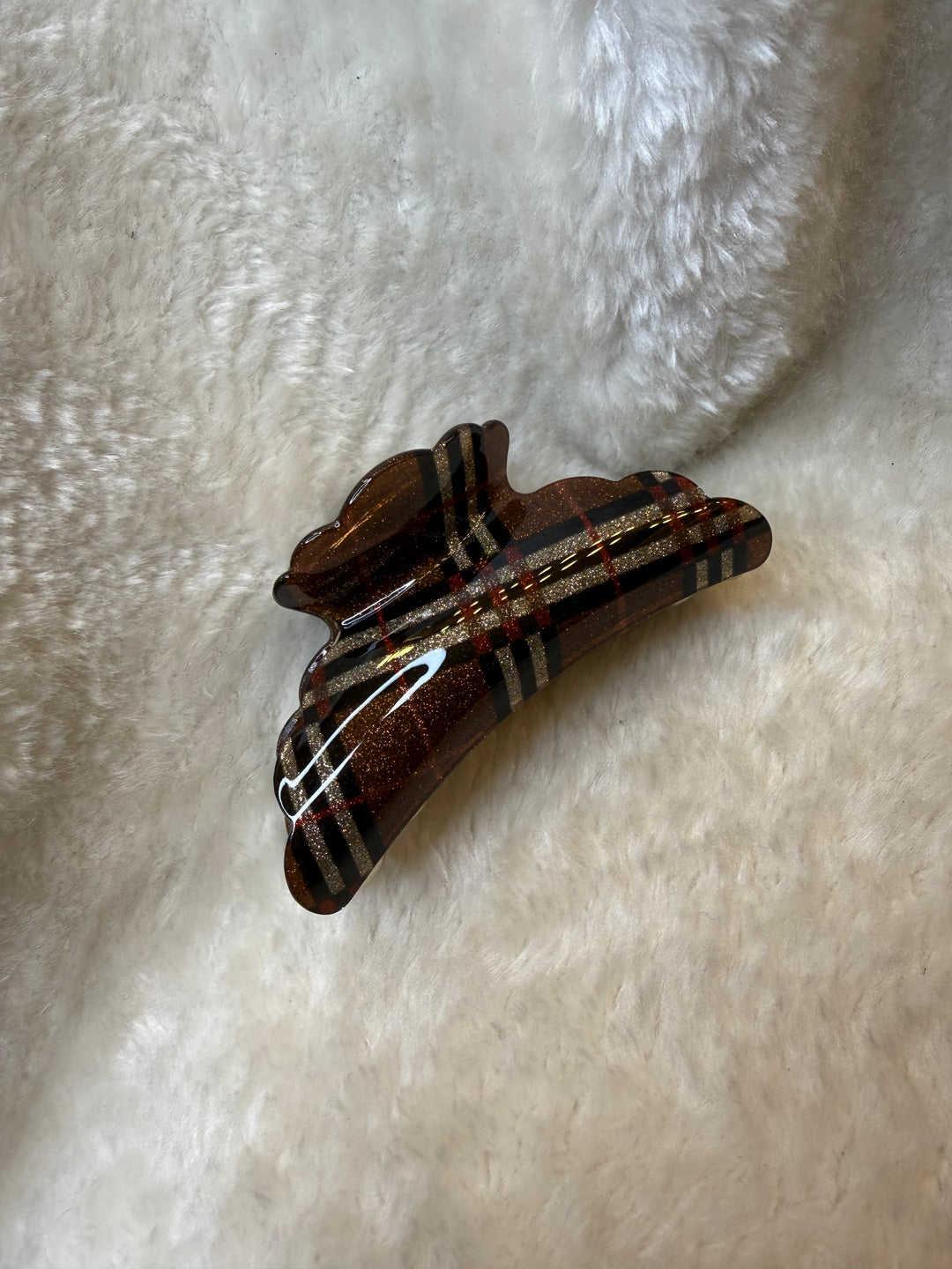 Sparkly checked hair clips