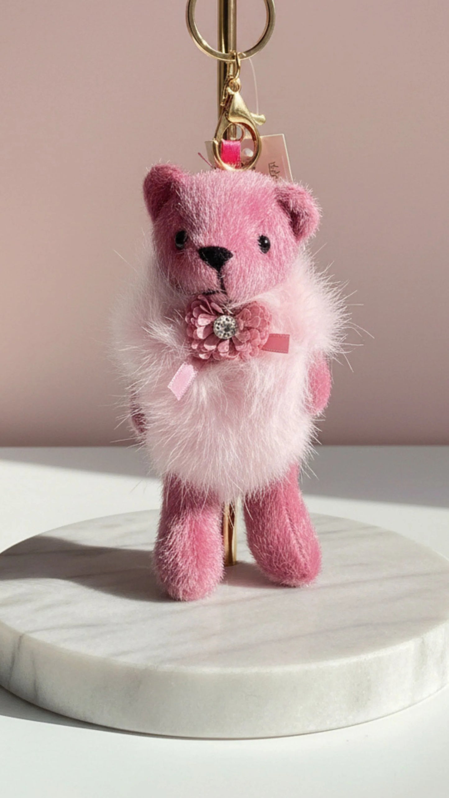 Fluffy Crystal Teddy Key Ring & Bag Charm