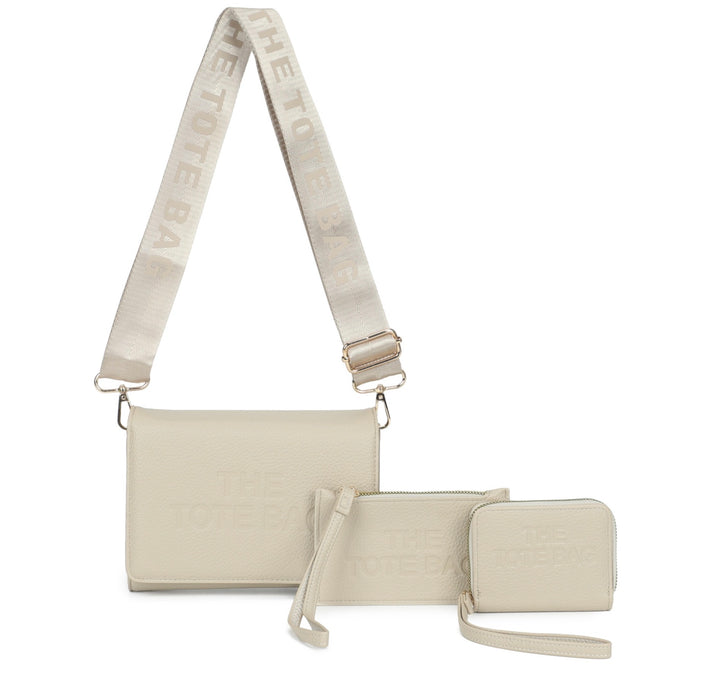 3 in 1 Crossbody Tote Bag Set with Matching Purse &amp; Wristlet