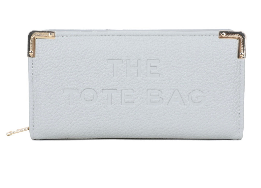 Large RFID purse with metal corner detail, card slots and zip coin compartment available in multiple colours