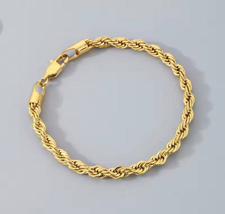 Elegant 18k Gold Plated 925 Sterling Silver 4MM Chain Bracelet