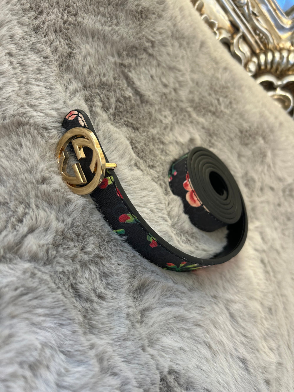 Floral belt with gold buckle