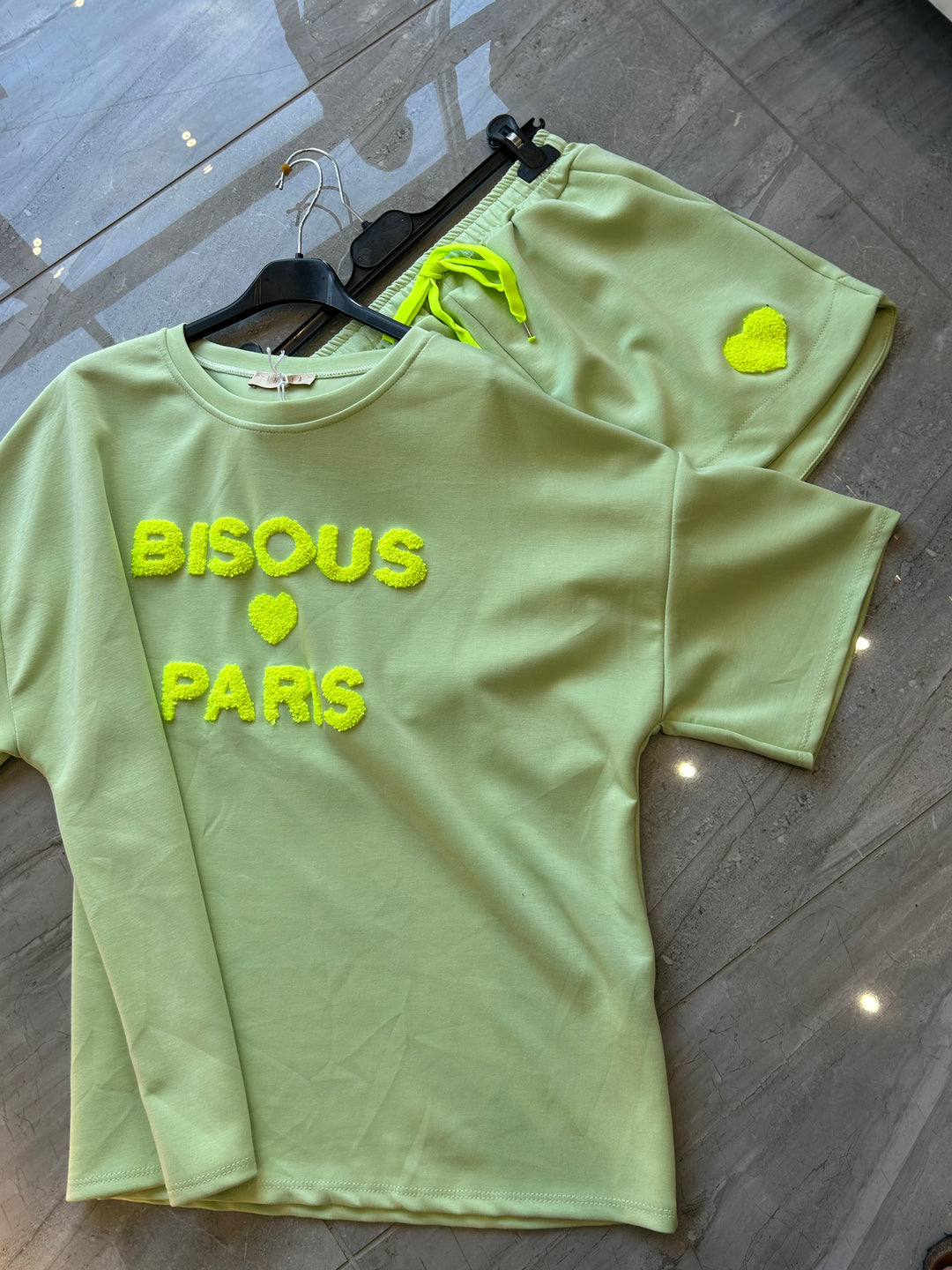 Green and yellow short set 