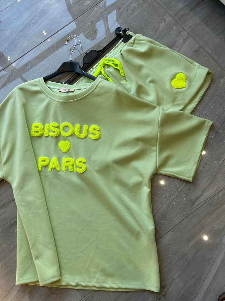 Green and yellow short set 