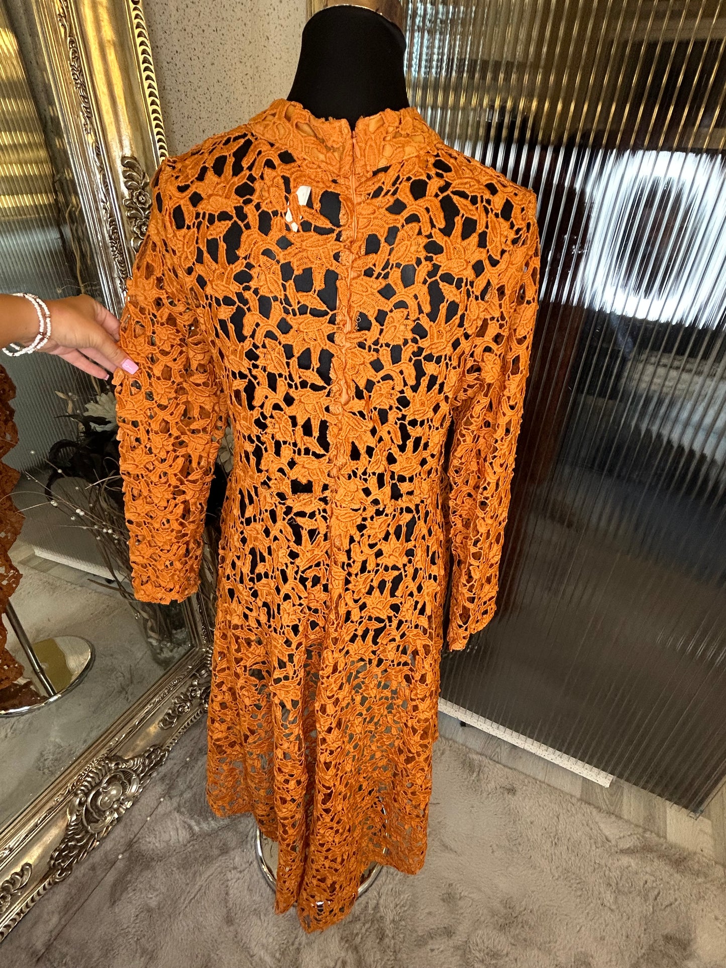 Orange lace long sleeve top
