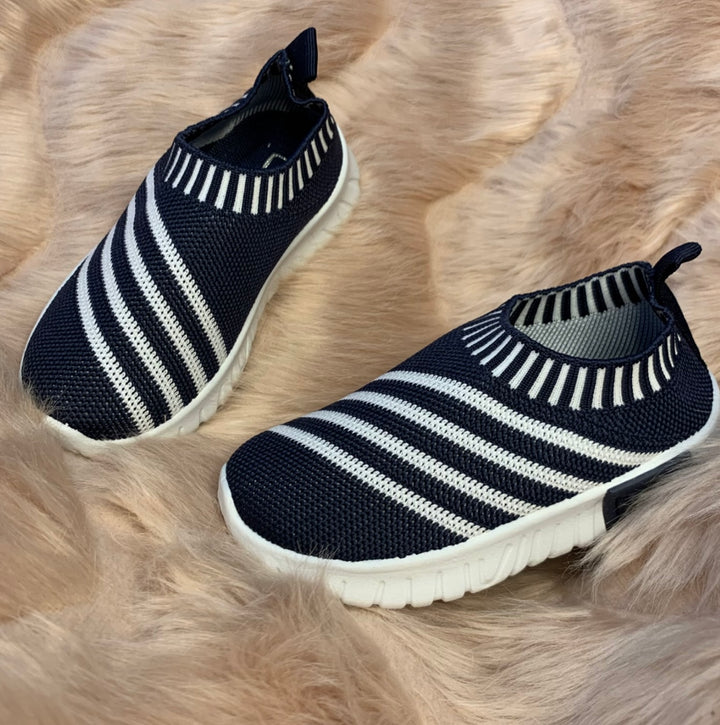 A pair of navy &amp; white stripe kids&