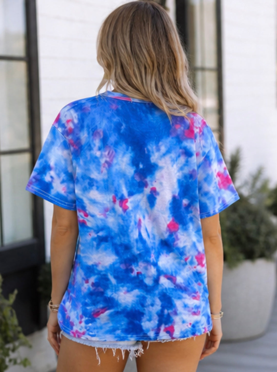 Blue &amp; Pink Tie Dye Heart Oversized T-Shirt