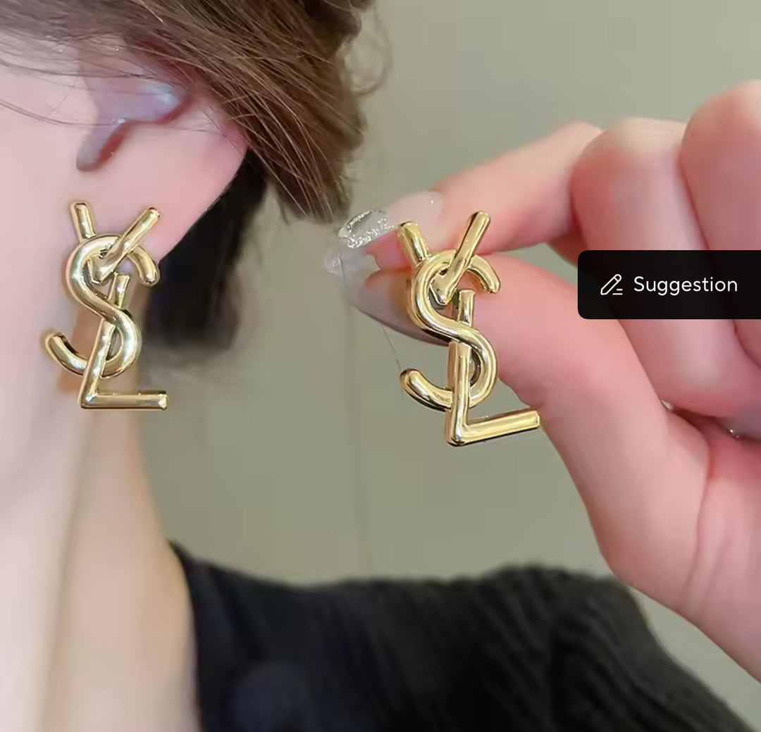 Gold Logo Stud Earring